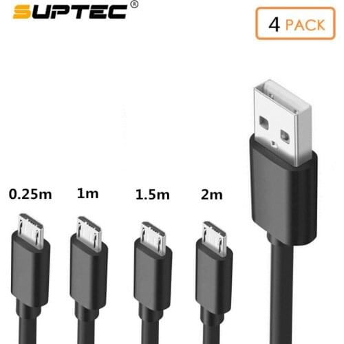 SUPTEC 4 PACK Micro USB Cable Fast Charging Data Sync Cord for Samsung Galaxy S7 S6 S5 Huawei Xiaomi Sony Phone Charger Cable