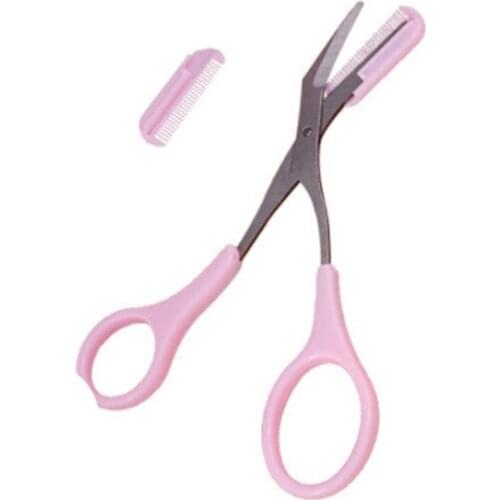 Makeup Pink Eyebrow Trimmer Scissors With Comb Hair Removal Shears Comb Grooming Cosmetic Tool Eyelash Combing