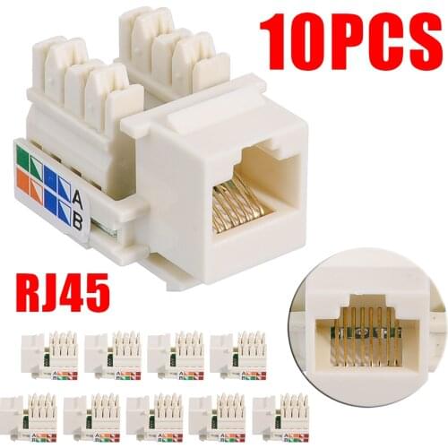 Computer Parts 10Pcs RJ45 CAT5e Keystone Jack 8P8C Panel-type Unshielded Ethernet Network Clip Module Wall Plug Connector