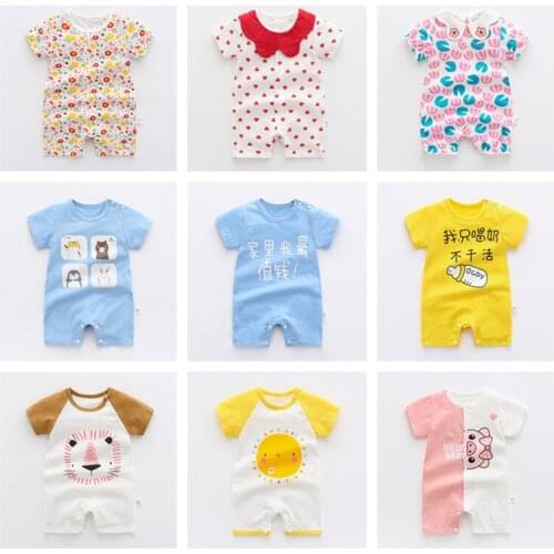 Cute Infant Jumpsuits Summer 2021 Baby Girls Boys Romper Soft Cotton Newborn Clothing Toddler Kids Outfits Cheap Stuff 0-24M