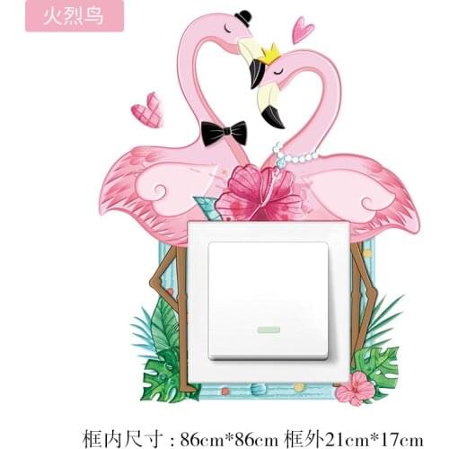 Cartoon Animal Unicorn Flamingo Switch cover Room Decor 3D Silicone On- Switch Sticker Luminous Switch Outlet Wall Sticker
