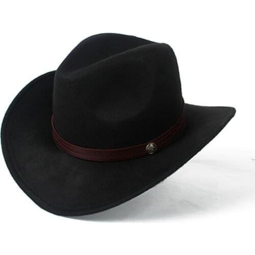 2019 Women Men Wool Hollow Western Cowboy Hat Gentleman Outblack Sombrero Hombre Jazz Cap Size 56-58