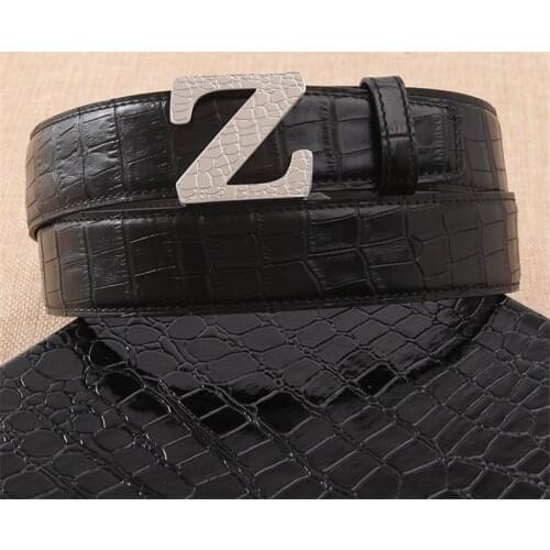 2021 New Letter z Business Mens Belt High Quality leisure stainless steel Buckle Fashion Luxury cowhide leather Belts for men