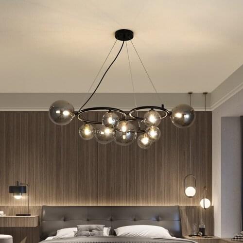 Nordic Glass Ball G9 Led Chandeliers Lamp Gold/Black Metal Living Dining Room Decor Chandelier Lighting Led Luminarias Fixtures