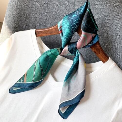 New 2021 100% Natural Real Silk Neckerchief For Women Brand Print Square Scarf Headscarf Pure Bandana Hijab Foulard Scarves