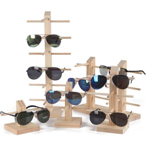 New Sun Glasses Eyeglasses Wood Display Stands Shelf Glasses Display Show Stand Holder Rack 6 Sizes Options Natural Material