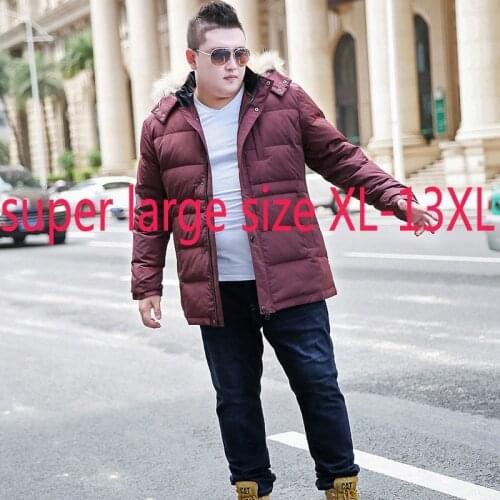 New Fur collar Fshion High Quality Men Super Large White Duck Down Thick Casual Down Jacket Plus Size XL-10XL 11XL 12XL 13XL