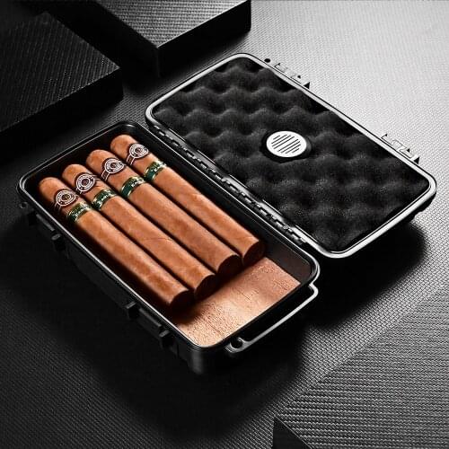 CIGARLOONG Portable Cigar Case 4 Cigars Moisturizing Cigarette Storage Box Sealed Creative Windproof Cigar box