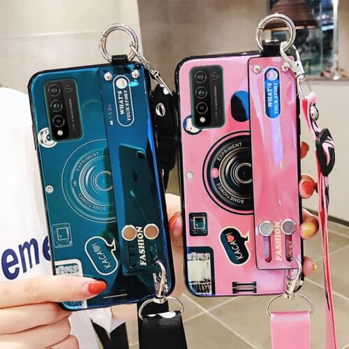 Wrist Strap Shockproof Holder Case For Huawei Honor 10X Lite Case Cover For Honor 10x Lite Phone Cases Fundas Silicone Camera