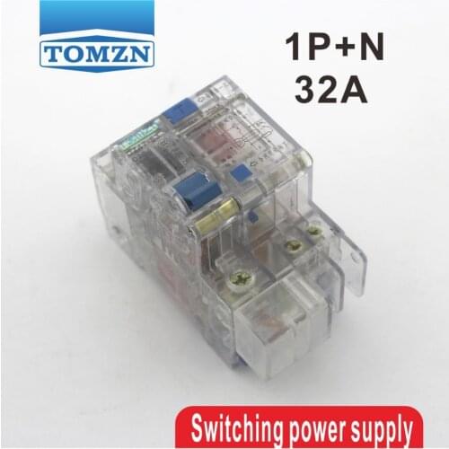 Transparent 1P+N 32A 230V~ 50HZ/60HZ Residual current Circuit breaker with over current and Leakage protection RCBO