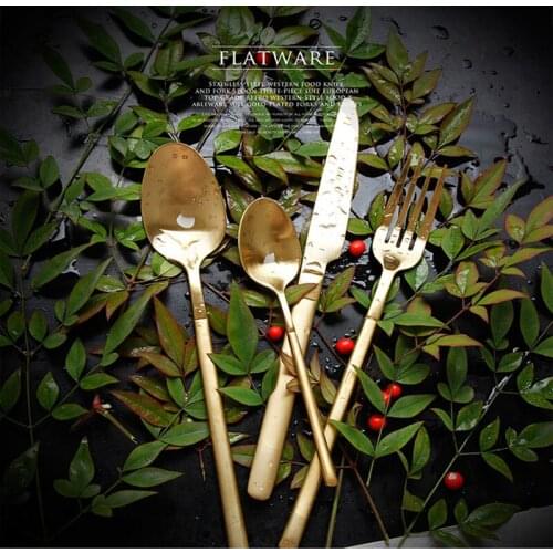 Restaurant Dinner Fork Luxurious Western Style Scoop Gold Plating Knife Dinnerware Set Hotel Dinner Service Food Tools 1set