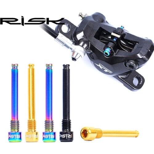 RISK 2pcs/lot Titanium Alloy Hydraulic Disc Threaded Pin Bolts M4*26mm for XT Bike With Threaded Oil Disc Brake MTB Bicycle