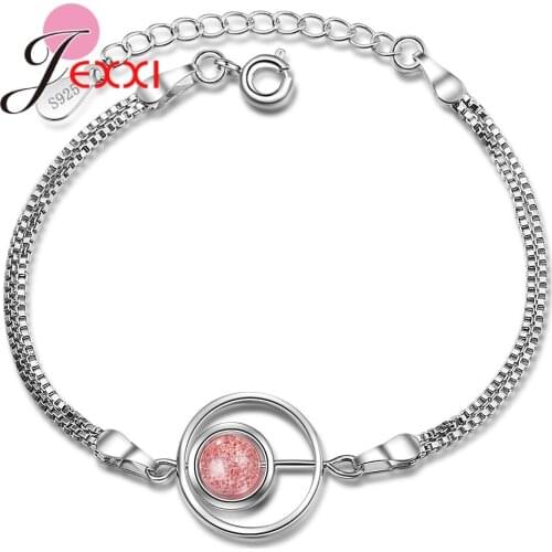 Luxury Women 925 Sterling Silver Star Chain Bracelets Jewelry Women Girls Gift Strawberry Crystal Charm Pulseira Feminina
