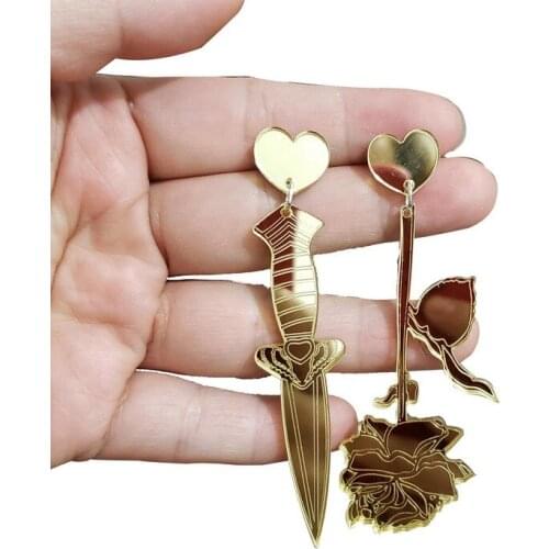 Rose sword Fashion Acrylic Creative design ins Earrings Party Accessory