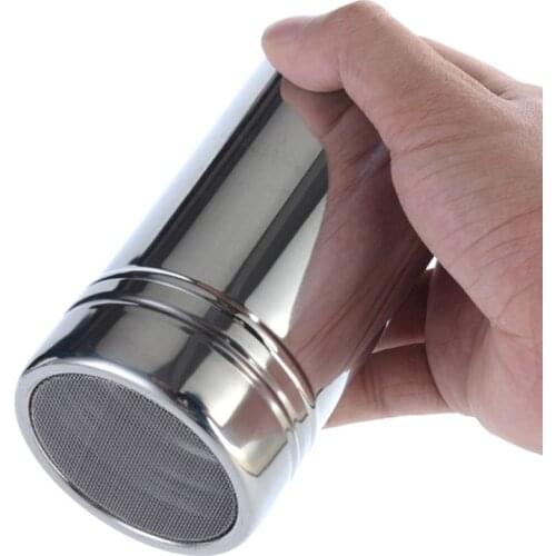 Stainless Steel Powder Shakers, Fine Mesh Coffee Dredges Shaker Powder Cans for Coffee Cocoa Powder with Lid