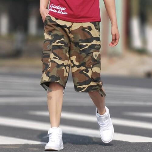 New Summer Camouflage Cargo Shorts Men Loose Mens Military Trousers Casual Man Short Pants Workout Shorts