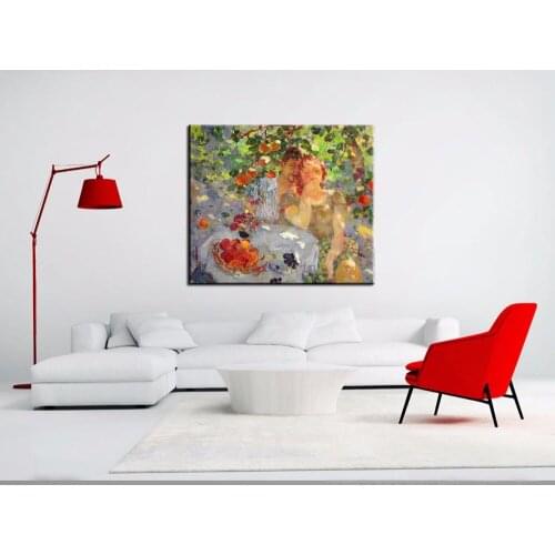 100%Handmade Modern Abstract Portrait Figure Paint Decorative Hand Painted Fine Art Couple in the Orchard Oil Painting in Canvas