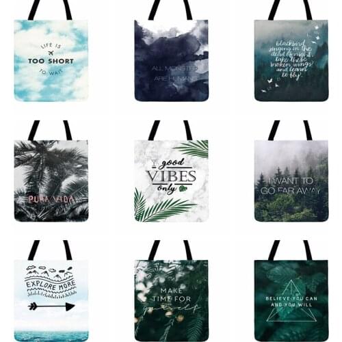 Stay Fresh Beautiful Mountain River Print Tote Bag For Women Casual Tote Outdoor Beach Bags Ladies Shoulder Bag Shopping Bag