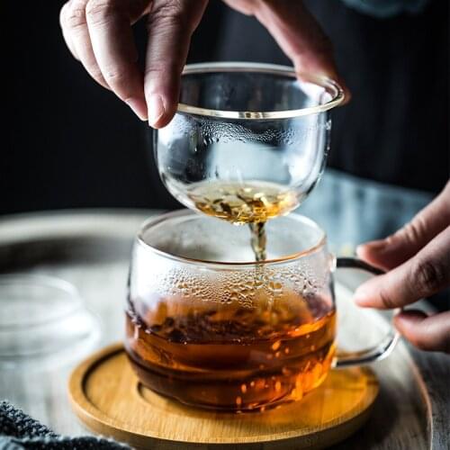 Glass Tea Mugs Tea Cup Milk Coffee travel mug Flower Tea Mugs With Tea Infuser Filter Lid Transparent Water Cup 1 Set Best Gift