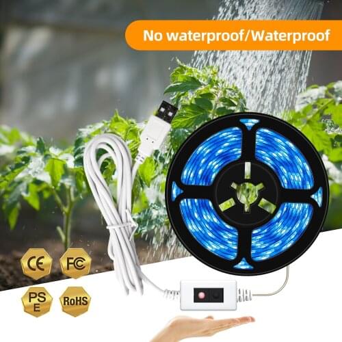 LED Plant Grow Light Strip 60LEDs/M Full Spectrum Dimmable Phyto Lamp Growing Lights SMD 2835 DC 5V With Hand Sweep Switch