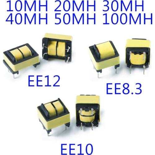 10Pcs EE8.3 EE10 EE12 Common Mode Inductance 10MH 20MH 30MH 40MH 100MH Inductor Power Filter Inductor Coil Transformer LED DIY