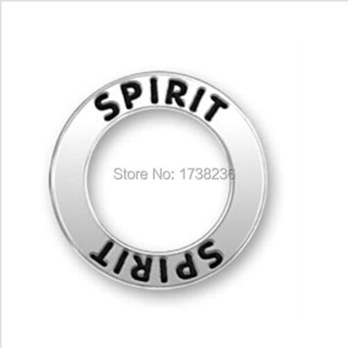 100 Pieces a lot Antique Silver Plated Two Sided Affirmation Circle Spirit Charm