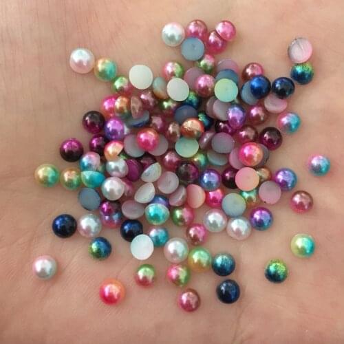 1200PCS Mix 3mm Colorful Half Pearl Bead Flatback Scrapbook Wedding DIY Fashion Clothing Appliques Ornament SR20A
