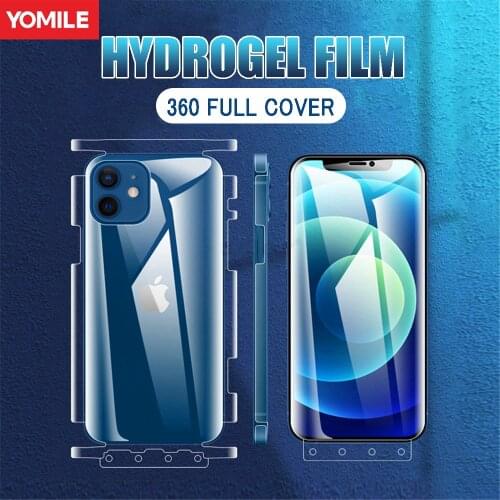 360 front+back Tempered Glass For iPhone 12 11 Pro Max Hydrogel HD Screen Protector 12 mini 11 Frame Protective film Full Cover
