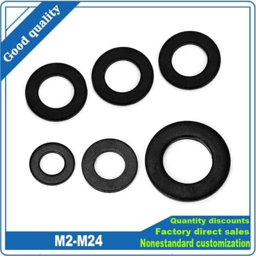 5/50pcs GB97 DIN125 Black Grade 8.8 Carbon Steel Flat Washer M2 M2.5 M3 M4 M5 M6 M8 M10 M12 M14 M16 M20 M22 M24 Plain Gasket Pad