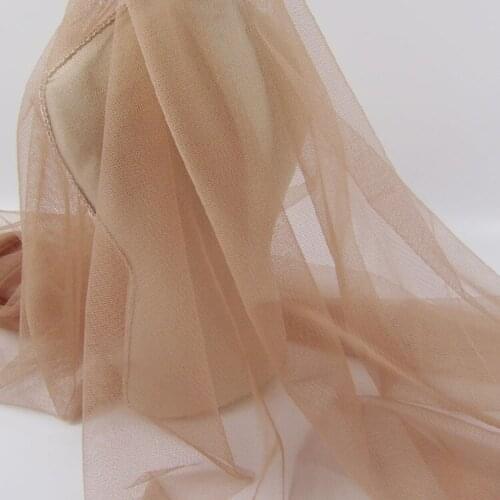 5 meters 155cm 61" width khaki micro-hard mesh tulle fabric girl princess skirt wedding dress clothes materials LX128