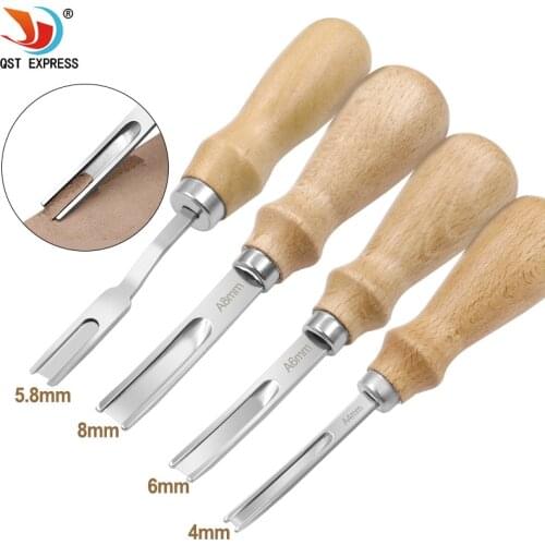 A4mm 5.8mm A6mm A8mm leather craft trimming chamfering knife peeling chamfering knife DIY cutting tool with wooden craft handle