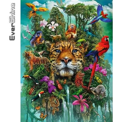 Evershine 5D Diamond Embroidery Leopard DIY Diamond Painting Animals New Arrival Picture Of Rhinestone Art Zoo Home Decoration