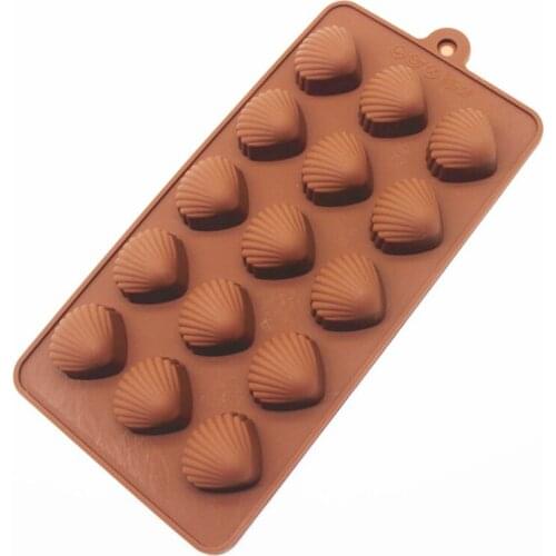 Free shipping 15 shell chocolate mold cooking tools Silicone Mould baking Fondant Sugar Craft DIY Cake candy DIY