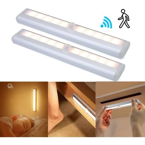 10 LEDs PIR Motion Sensor Wireless LED Night Lights LED Under Cabinet Light For Staircase Closet Aisle Decorative Night Lamp