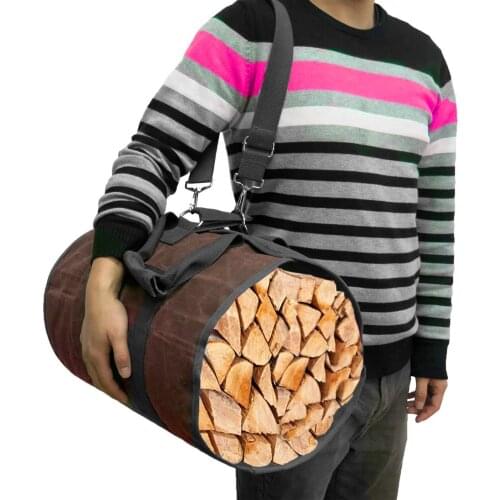 Large Canvas Log Tote Bag Carrier Indoor Fireplace Firewood Totes Holders Fire Wood Carriers Carrying For Outdoor Waxed Durable