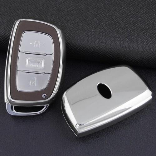 Smart Car Key Case Cover Fob Holder For Hyundai Elantra Tucson Sonata TPU Soft Silver