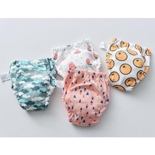 Baby Diapers Cotton Cute Underwear Baby Waterproof Printed Cartoon Training Pants Reusable Washable Infant Supplies