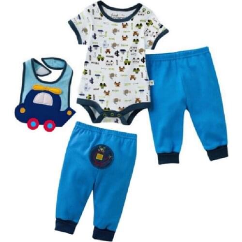 Hooyi Baby Bodysuit Bibs Pants Cotton Newborn PP Pant Baby Boy Clothes bebe clothing summer jumpsuits 3-Pieces Outfits