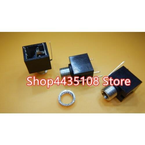 100pcs Headphone socket PJ-301M 3.5MM audio video socket measuring pin 90 degrees full copper temperature resistant