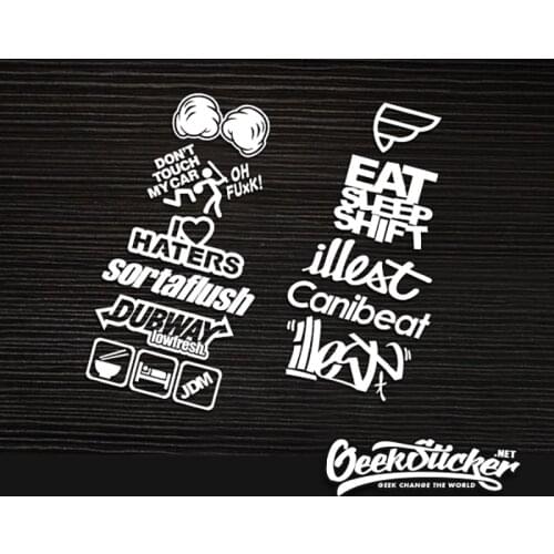 Hellaflush Car Door Stickers Accessories Scrawl Oh Shxt Rotiform Illest Car Styling JDM Style Reflective Vinyl Decal Exterior