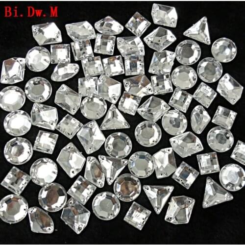 Good Seller! HandSewn Rhinestones Mixed Shape Silver Stones and Crystals Strass Crystal Sew-on For Sewing Wedding Decoration Diy