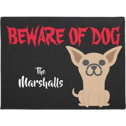 Customized Beware Of Dog mat Chihuahua Doormat Home Decoration Entry Non-slip Door Mat Rubber Washable Floor mat