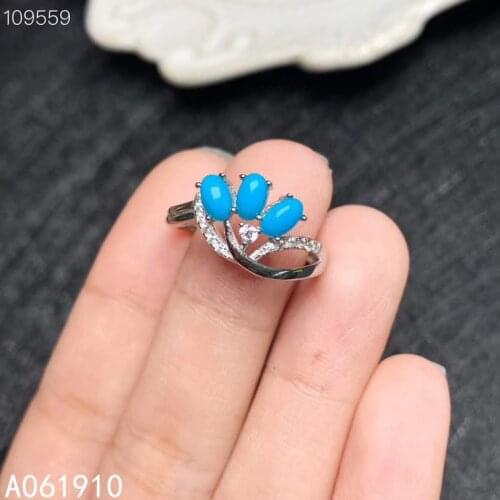 KJJEAXCMY fine jewelry 925 sterling silver inlaid Natural Turquoise gemstone classic female ring support detection popular