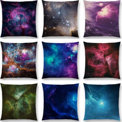 Beautiful Night Starry Sky Stars Shining Gorgeous Nebula Dreamy Galaxy Fantasy Universe Cushion Cover Sofa Throw Pillow Case