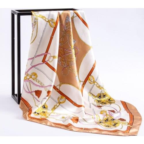 Summer Lady Silk Scarf Fashion Print Square Scarf Lady Bandana Shawls and Wraps Female Headkerchief Large Hijab Accessories
