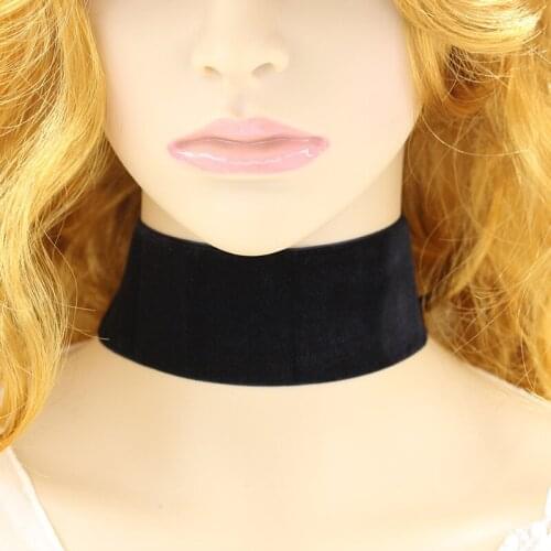 Fashion Wide & Thin flannel Black Band Silver Plated Chain Choker Necklace for Women