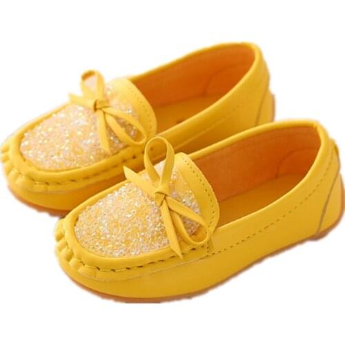 Children Moccasins Candy Ribbon Flats Girls Bow Boys Casual Shoes Sequined Sneakers Soft Sole Summer Shoes For Kids