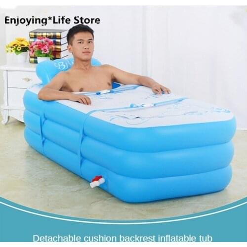 Adult Inflatable Bathtub Home Bath Indoor Bathtub Detachable Backrest Folding Bathtub Summer