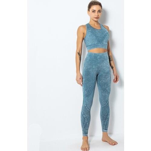 New Seamless Printed Fitness Training Suit Women Shockproof Sports Bra & Fitness Hip-Lifting Yoga Pants Tight Quick Dry Yoga Set