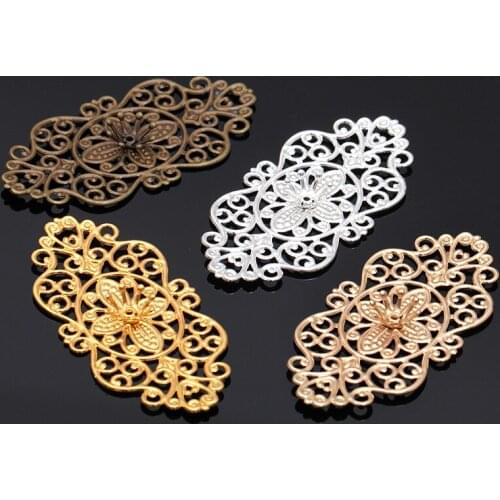 20 PCS 28x56mm Metal Brass Filigree Hollow Flowers Base Settings DIY Handmade Accessories For Jewelry Making